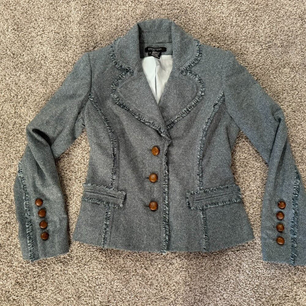 Etcetera Short Greenish Blazer like Jacket Sz4 - Picture 1 of 5